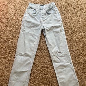 Straight leg jeans in powder blue